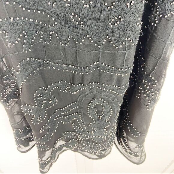 Urban Outfitters Staring at Stars Black Beaded Open Back Dress | Size Small - Picture 8 of 10